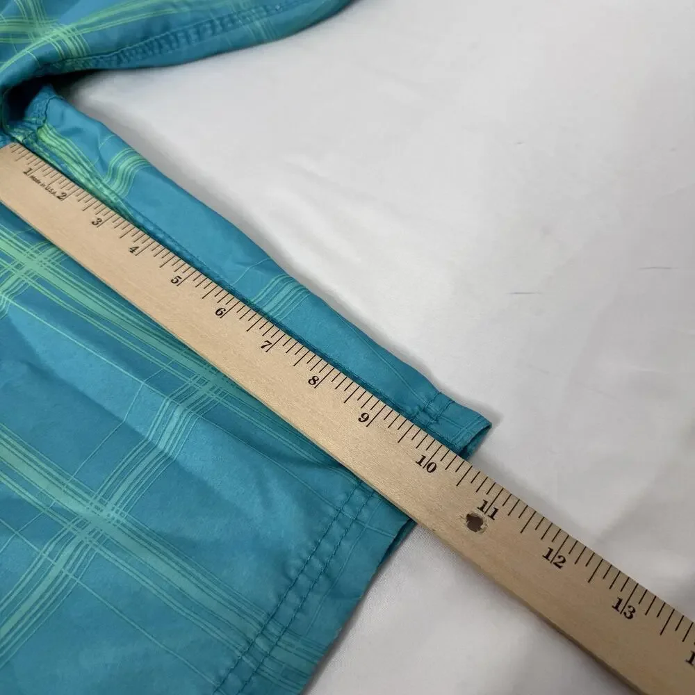 Hurley Boardshorts Mens 36 Blue Green Plaid Swim Trunks Pocket Surf Quick Dry